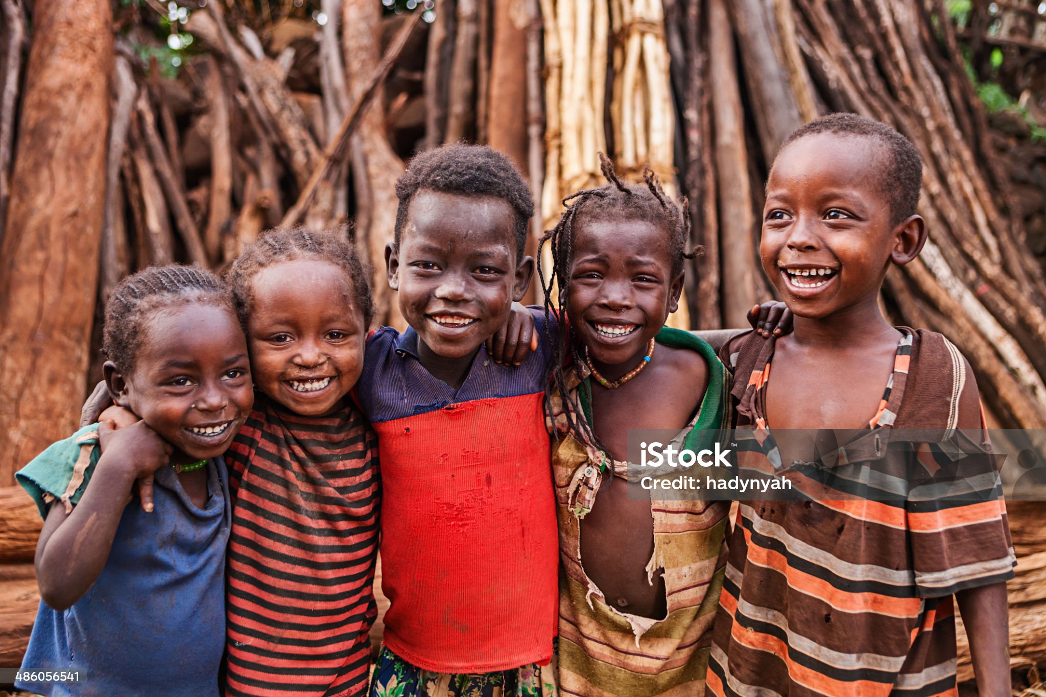 group of happy african children ethiopia, east africa